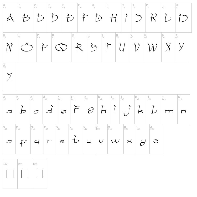 Cobra on coconut tree font map